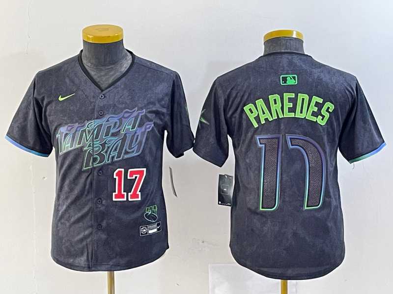 Youth Tampa Bay Rays #17 Isaac Paredes Charcoal 2024 City Connect Limited Cool Base Jerseys->mlb youth jerseys->MLB Jersey
